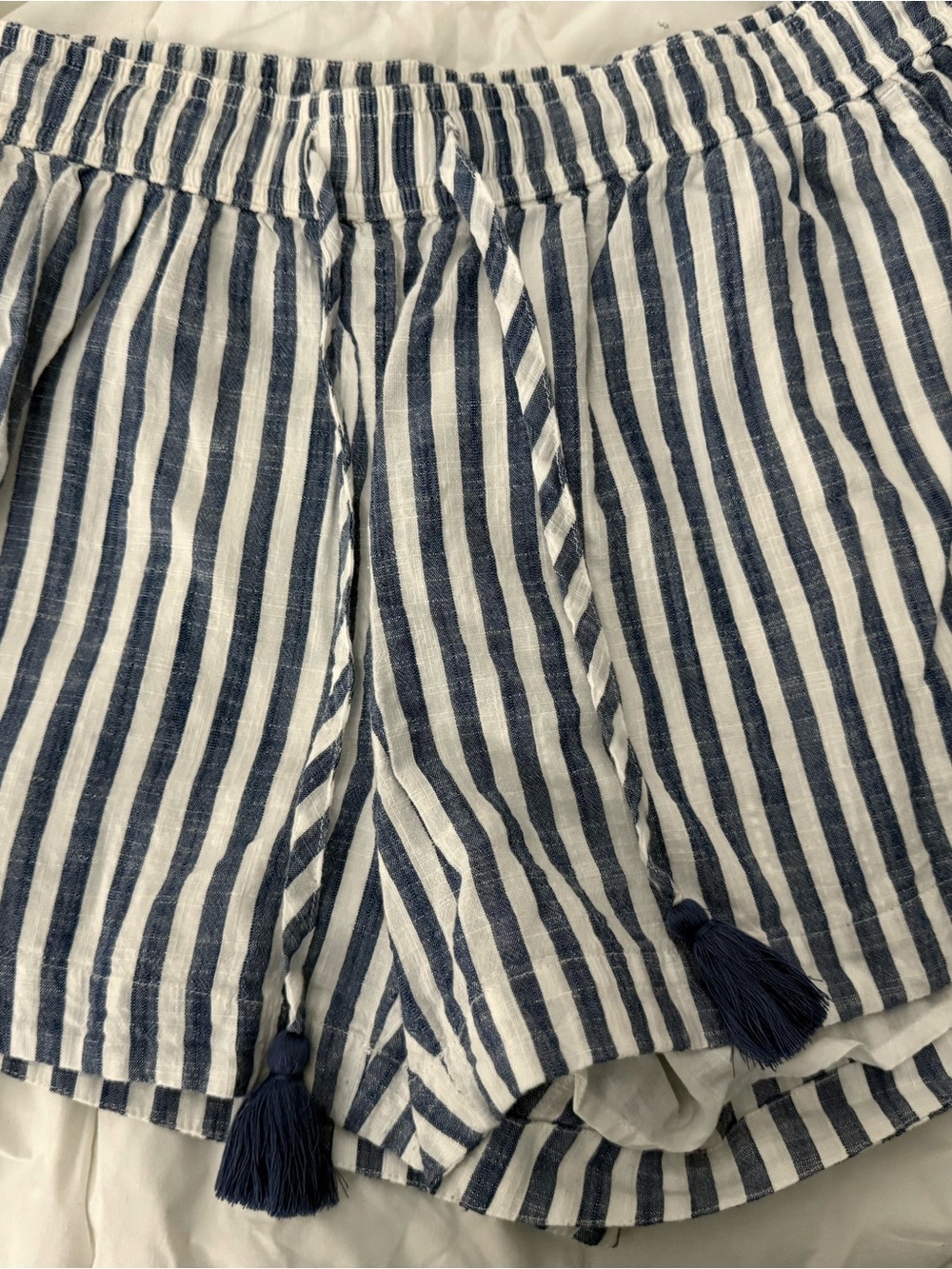 Vineyard Vines Navy and White Striped High-Waist Shorts